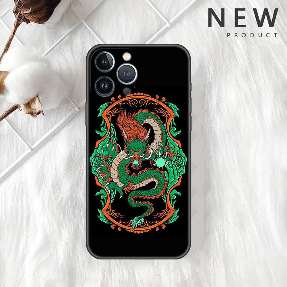 

Чехол Funda для Apple iPhone 14 11 13 7 12 Pro 7 XR XS Max 8 Plus 6 14Pro 13Mini, черный мягкий чехол для телефона с изображением дракона и животного iPhone 6 6S