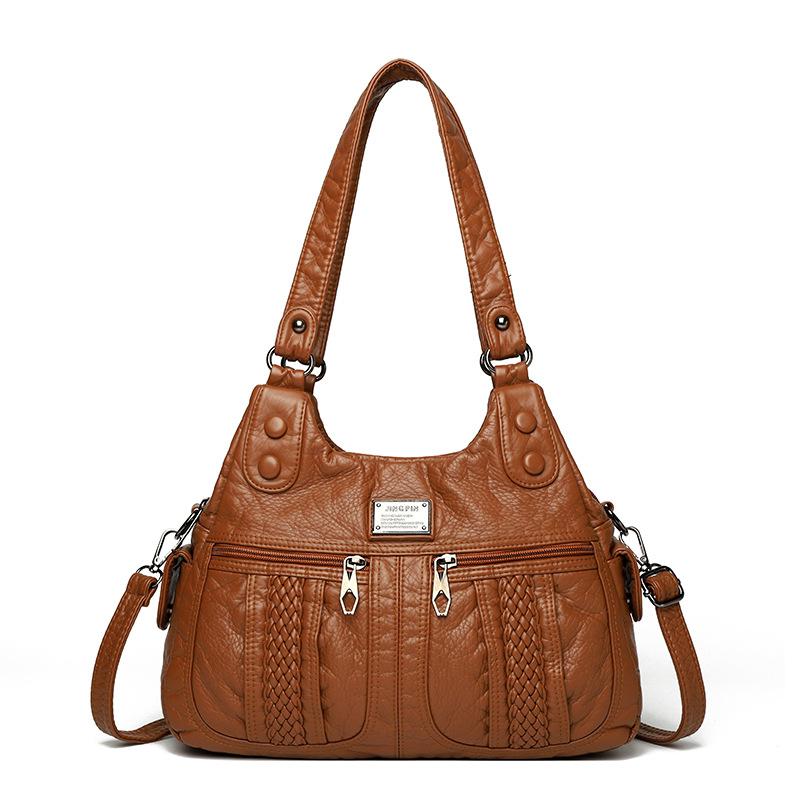 

New washed leather women s bag tote bag high-end single shoulder crossbody large-capacity mother bag жёлтый