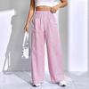 Women's Blue and White Striped Wide Leg Pants with Pockets, High Waist Comfortable Casual Trousers