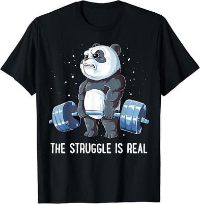 Panda The Struggle Is Real Weightlifting Fitness Gym Funny Gift Unisex T-Shirt
