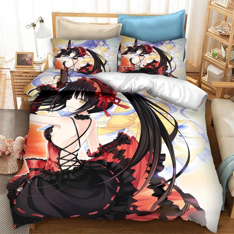 3D Printing Anime Date A Live Bedding Set Boys Girls Twin Queen Size Duvet Cover Pillowcase Bed Kids Adult Fashion Home Textiles