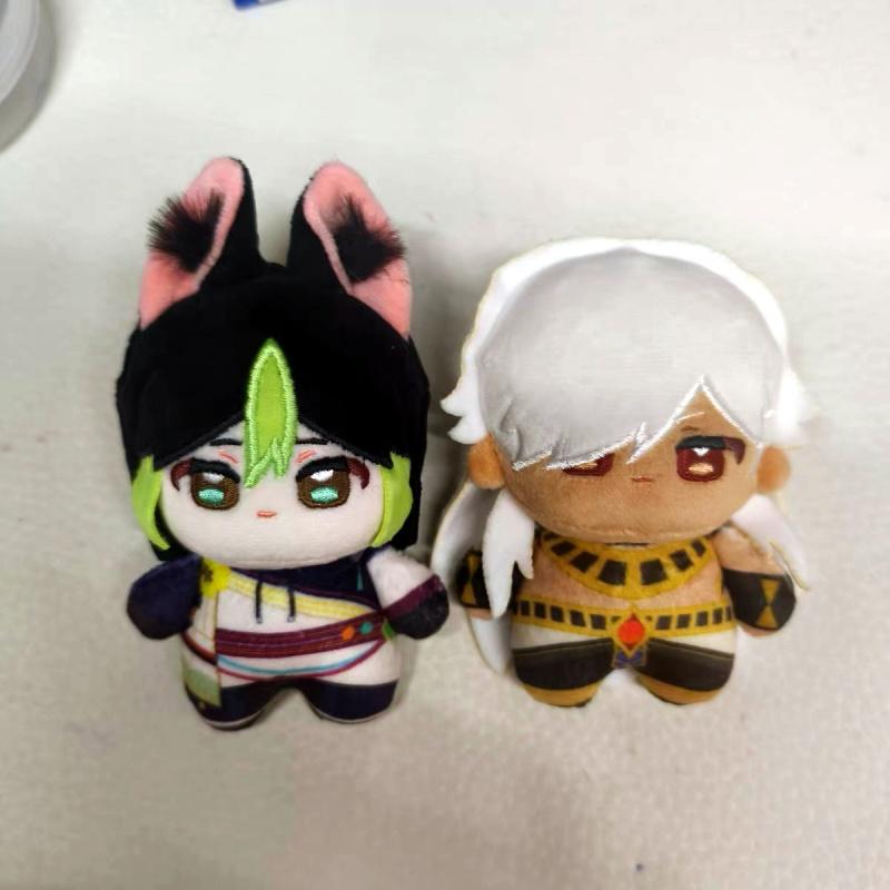 10cm Anime Genshin Impact Alhaitham Kaveh Cyno Tighnari Poupée Peluche Imprimée Périphérique Anime Nunu Corps Peluche Porte-Clés Jouets Cadeaux d'Anniversaire
