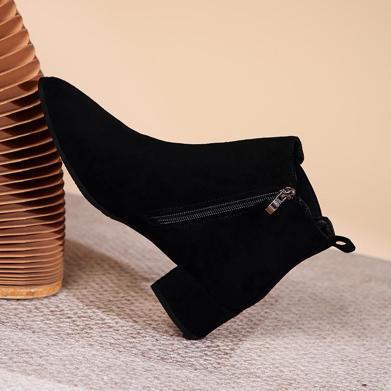 2025 Nové Podzim Zima Nové Dámské Divoké Krátké Boty Kulatá Špička Pohodlné Semišové Boty Dámské Jednoduché Sady Bot