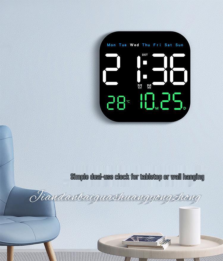 Multifunctional LED Electronic Wall Clock with Stand, Model 6650