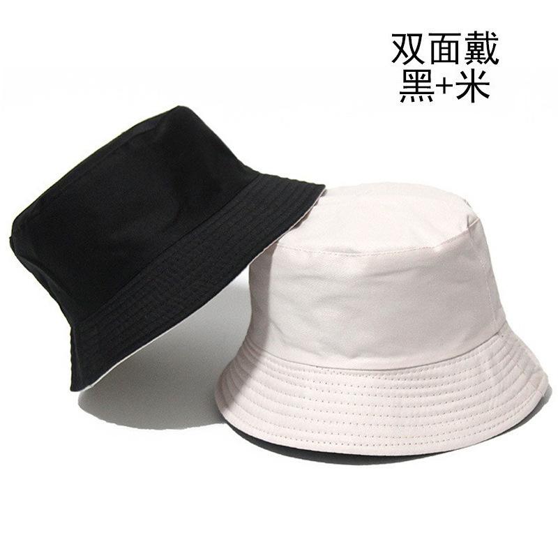 Double-sided bucket hat men's simple casual versatile basin hat women's solid color light board sun hat couple hat tide