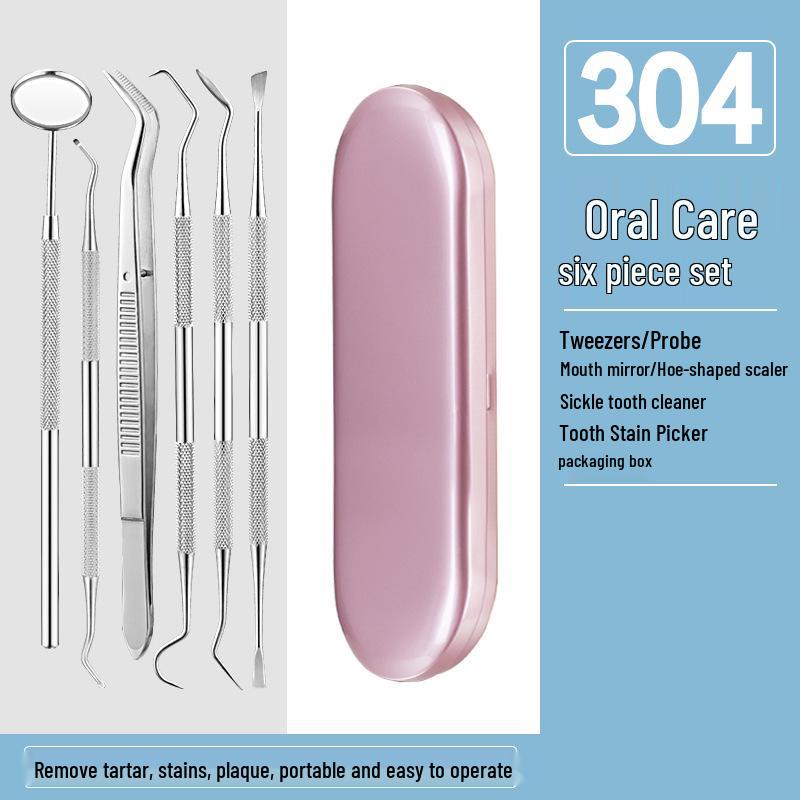 Dental Oral Care Tool Set: Stainless Steel Mouth Mirror, Probe, Tartar Remover, Toothpick