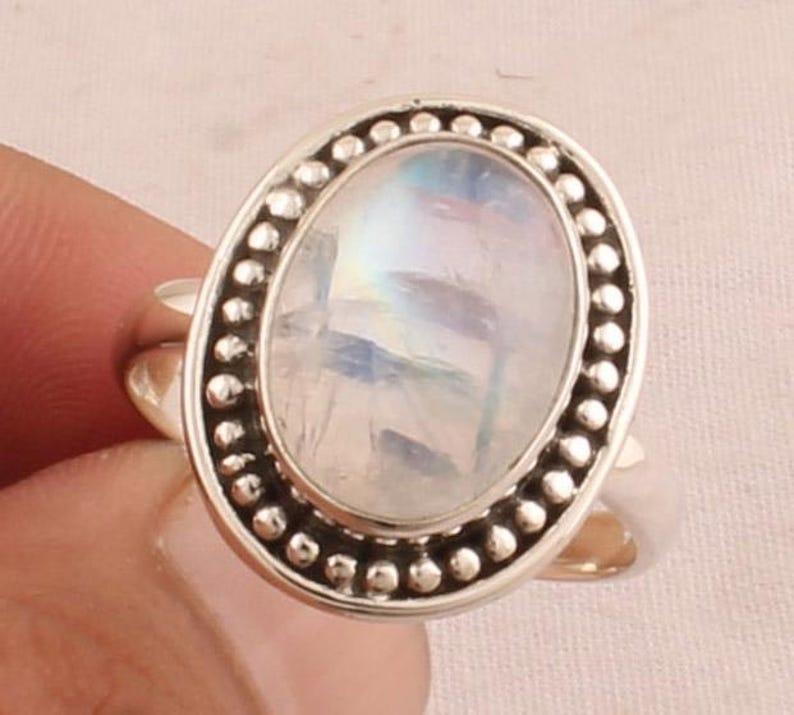 

Solid 925 Sterling Silver Handmade Designer Moonstone Gemstone Ring Bohemian Ring gift For Her 11
