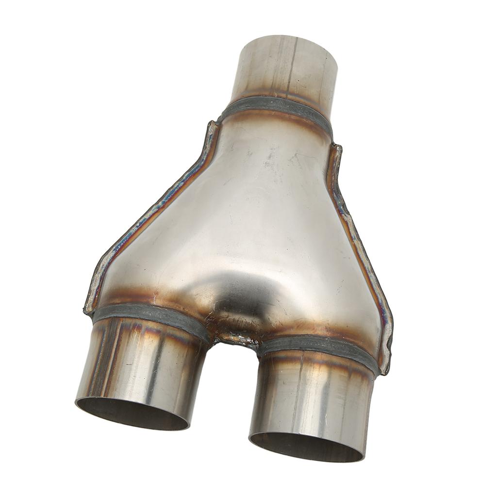 Y Shaped Exhaust Tailpipe Tips Stainless Steel 1 Inlet 2 Outlet Universal Muffler End Tip Adapter Connector 76mm Inner