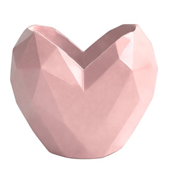 

Маленький цветочный горшок в форме сердца с алмазным покрытием для маленьких растений, 3D-печатный мини-геометрический сердечный горшок для декора дома, офиса, рабочего стола розовый