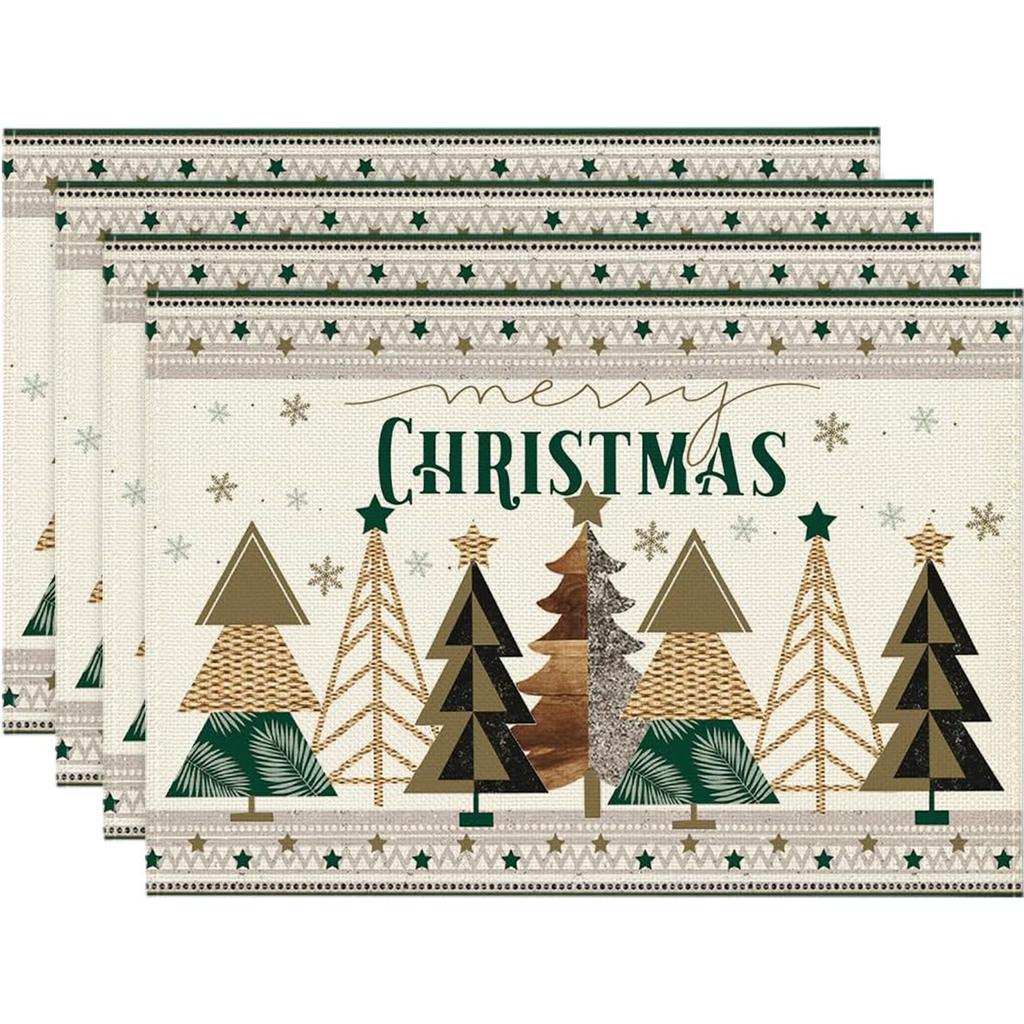 Christmas 4pcs Seasonal Winter Christmas Table Mats for Party Kitchen Dining Decoration