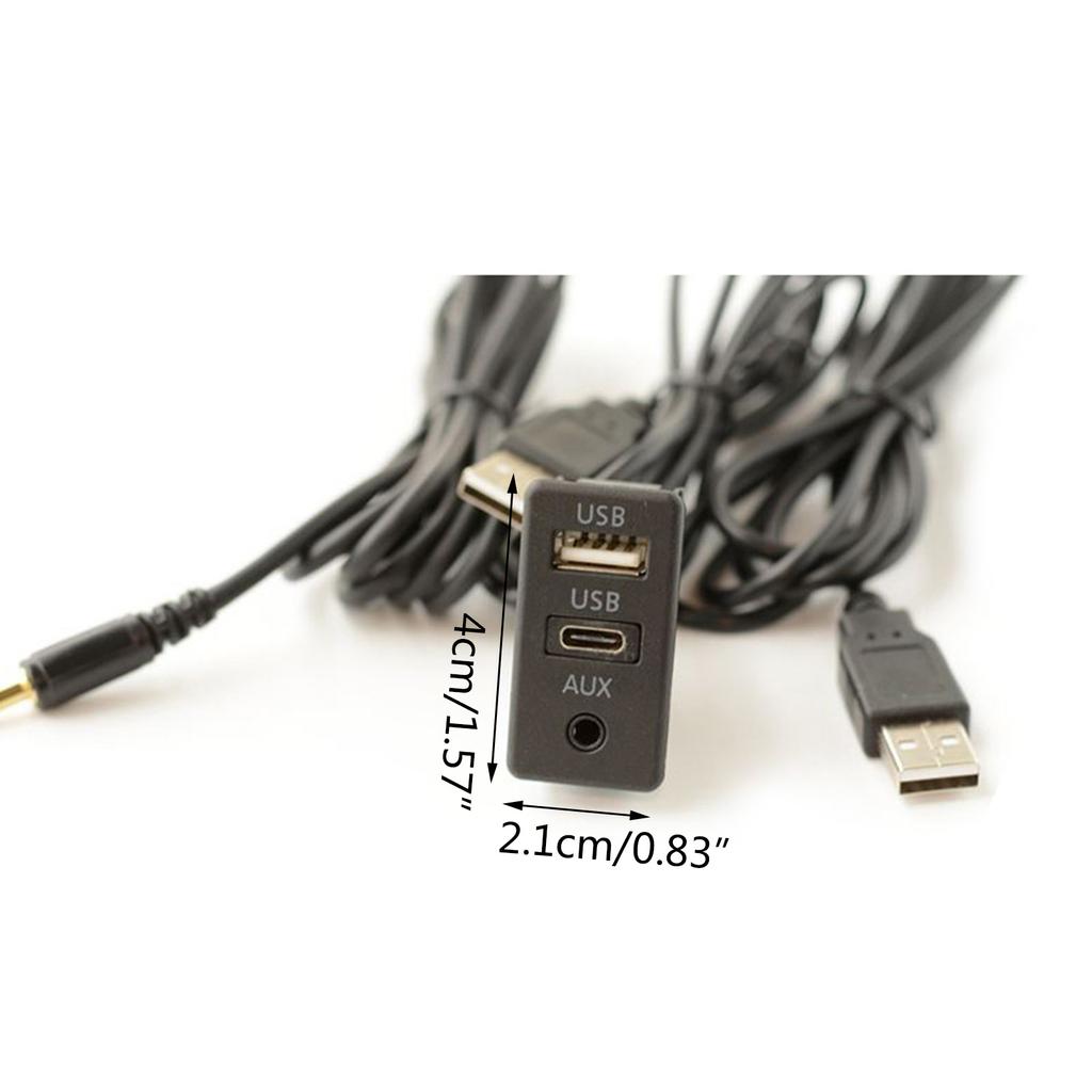 Auto Dashboard Extension Cable with USB Type-C Aux Interface Panel Flush Mount Extension Cable Car Power Equipment