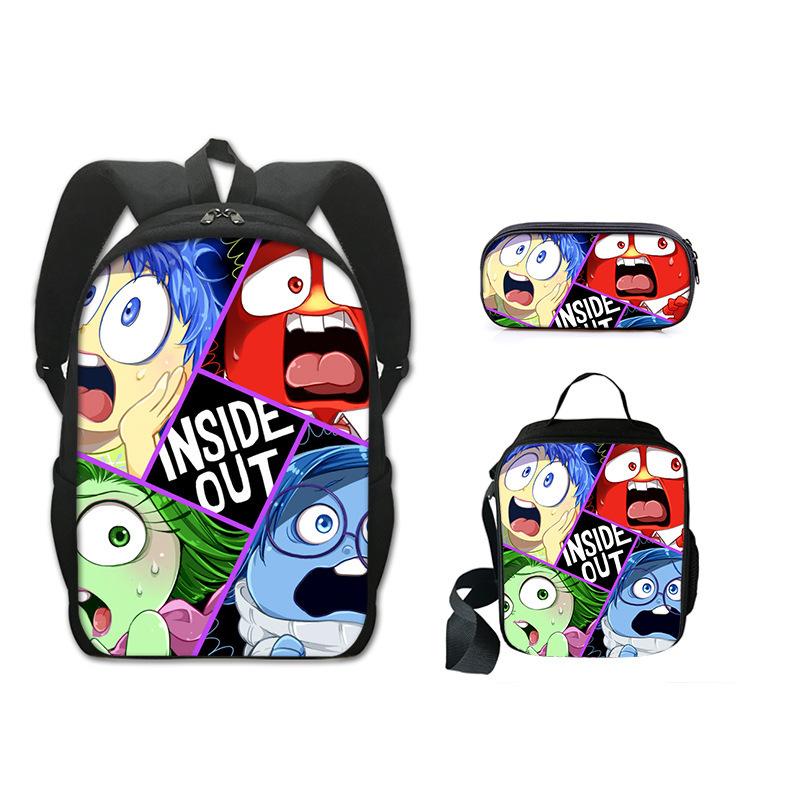 Inside Out 2 Servizio Segreto della Mente 2 Zaino Scolastico Studente Poliestere Monostrato Astuccio Borsa a Tracolla Set da Tre Pezzi