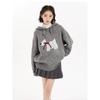 Grey Puppy Pullover Hooded Knitwear Women's Autumn New Thickened Retro Lazy Style Loose Sweater