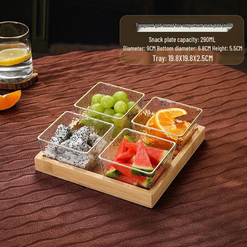 Qiwei Korean Style Melamine Divided Snack Plate with Lid