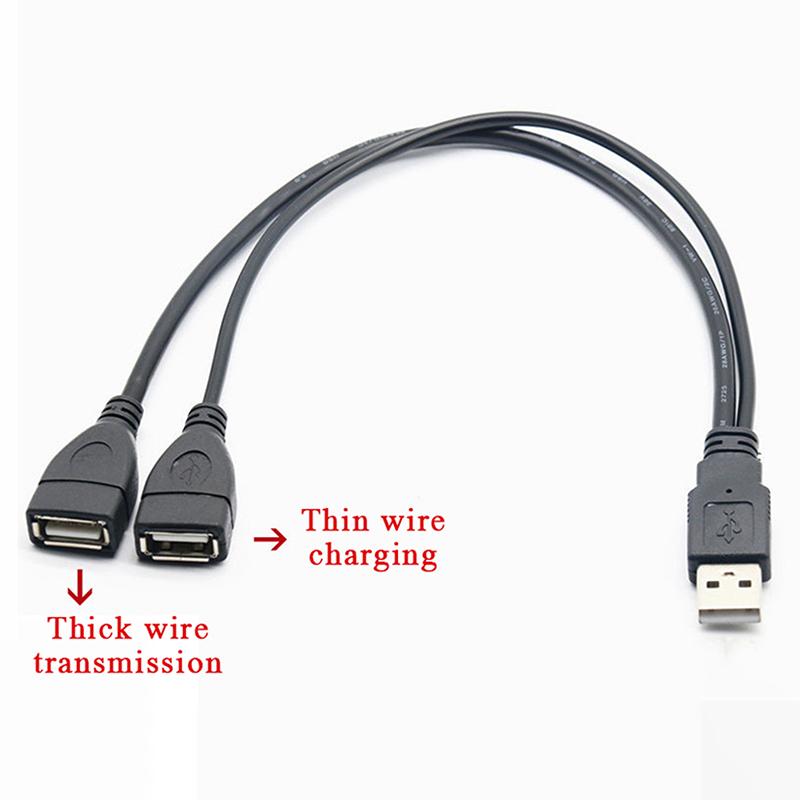 High Quality Usb 2.0 Cable Double Splitter Adapter Cable 1 To 2 Female To Usb Male Power Extension Cord