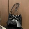 Bucket Bag PU Bow Shoulder Bag Solid Color Fashion Underarm Bag Simple INS Tote Bag  Children