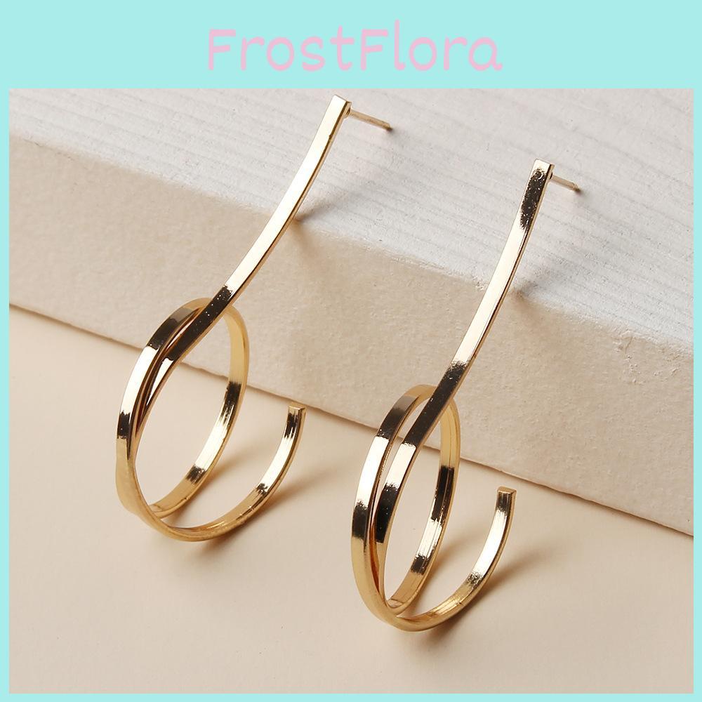 Metal Alloy Circle Earrings For Women Fashionable Geometric Design Gift For Occasions