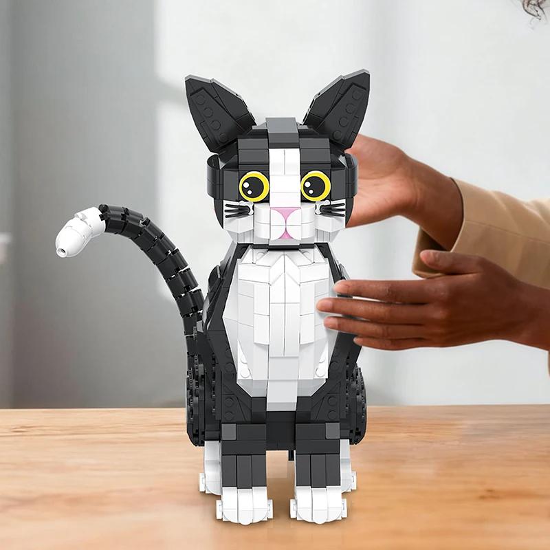 801PCS Animal Model Tuxedo Cat Building Blocks Cute Cartoon Kitty Assemble Brick Educational Toy Gift For Kid Boy Adult