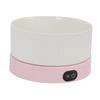 Ceramic Cat Heated Water Bowl Constant Temperature Winter Dog Heated Dish for Pets Dogs Cats Large White Bowl + Pink
