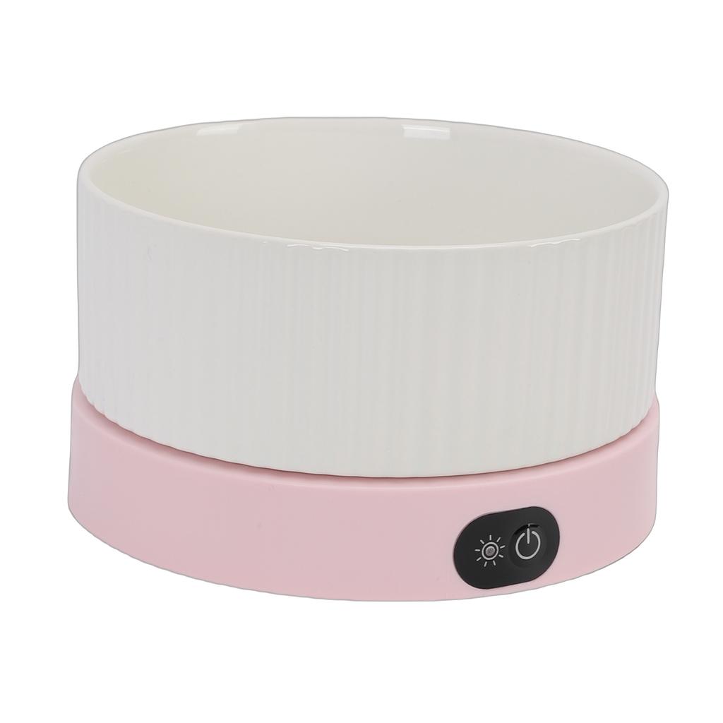Ceramic Cat Heated Water Bowl Constant Temperature Winter Dog Heated Dish for Pets Dogs Cats Large White Bowl + Pink