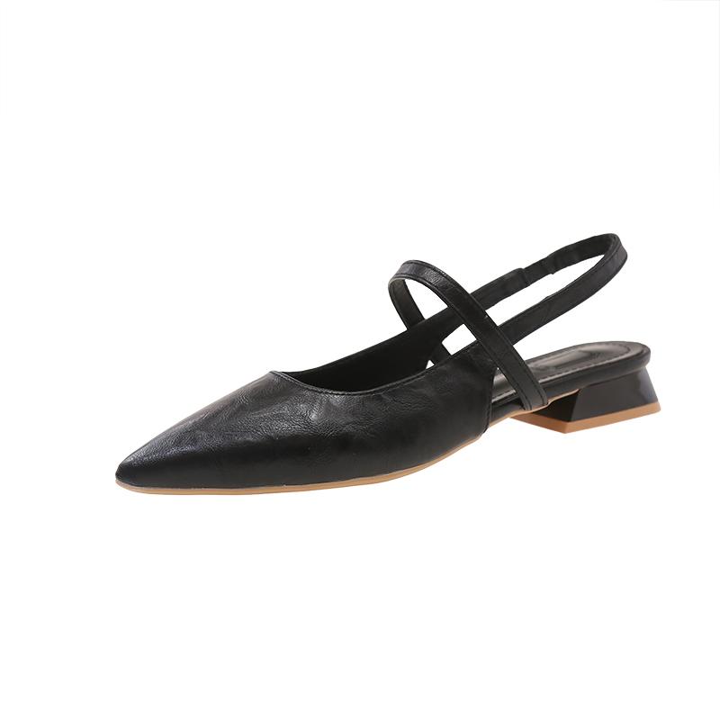 Fashion Luxury Summer Pointed Toe Women Sandals Fashion Singbacks Mules Shoes Ladies Elegant Low Heel Stripper Party Sandalias