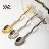 Branch Handle Spoon Leaf-Shaped Metal Coffee with Dragonfly Oxidation-Resistant Smooth Surface Stirrer Elegant Accessory