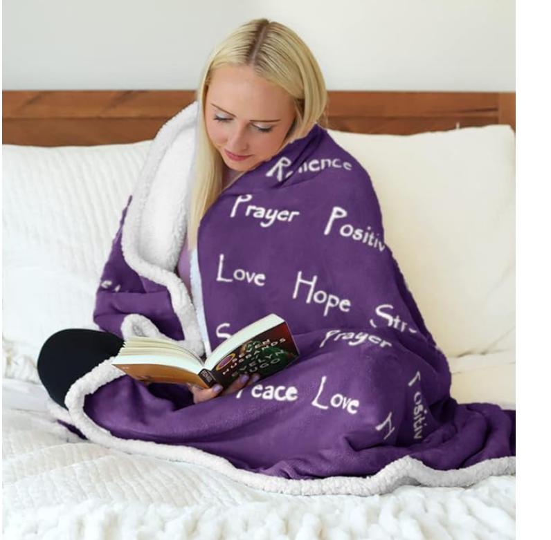 Coperta Compassione Forza Coraggio Super Morbida Calda Abbracci Regalo per Rimettersi in Forma Coperta Peluche Pensieri Curativi Energia Positiva Amore Speranza