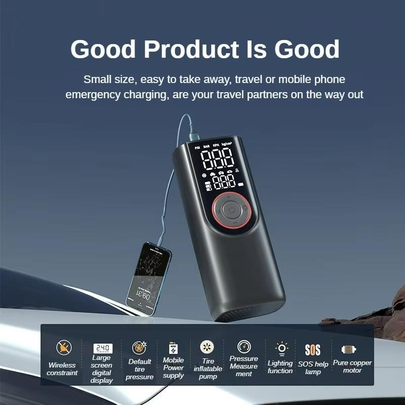 Portable Wireless Tire Inflator Pump 6000mAh Electric Air Pump Power Bank for Car Tires Bicycles and Cars Wireless Car Air Pump