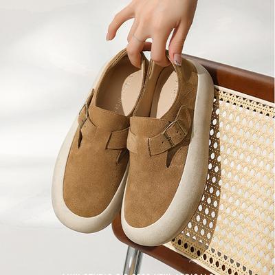 Thick-soled Boken Shoes Women's Leather Casual Shoes Inside Increased Korean Version Small Dirty Shoes New Retro Bread Shoes