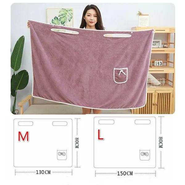 Extra-size Can Wear Bath Towels for Adult Women Absorbent Soft and Comfortable Bathrobe Towel Pure Color