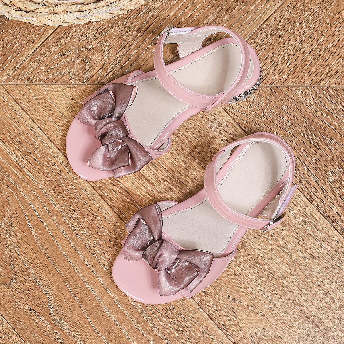 Pink & White Bow Sandals for Girls – Non-Slip, Soft Sole, Versatile Summer Princess Shoes 33 розовый