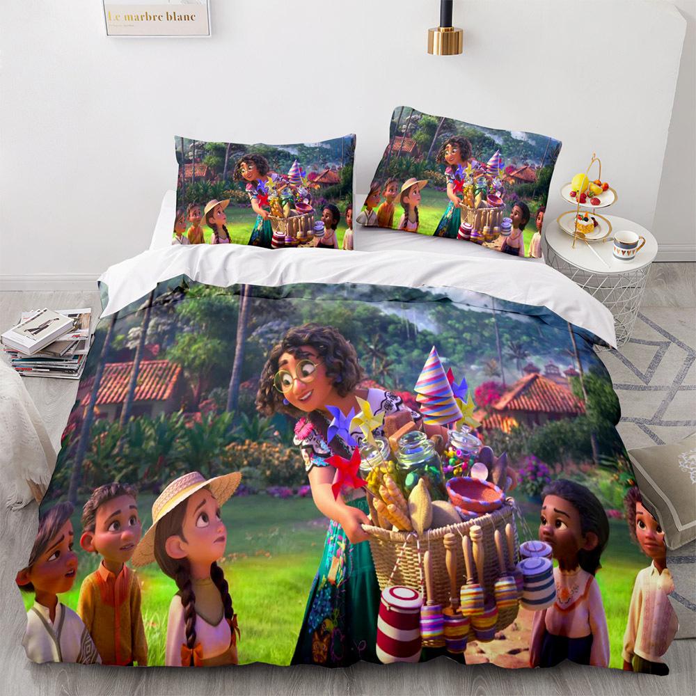 Magic Full House Three-Piece 3D Digital Printing Quilt Cover Pillowcase