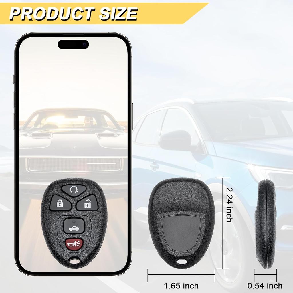 Key Fob Replacement for 2006-2013 Chevrolet Impala/ 05-07 Monte Carlo/ 06-11 DTS & Buick Lucerne Car Keyless Entry Remote Control, OUC60270 OUC60221,