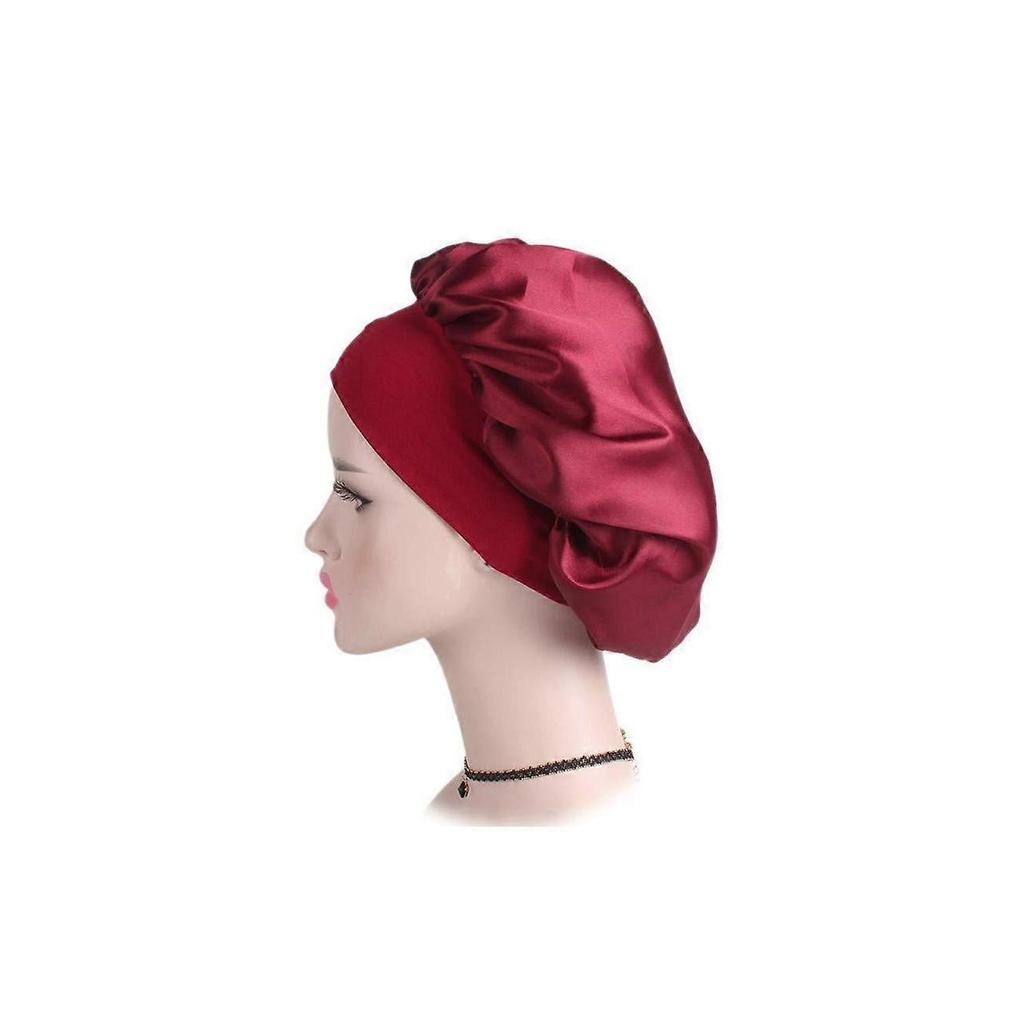 Satin-Schlafhaube für Damen und Herren, Haarpflege-Haube mit sanftem Kopfhautkomfort, Rot