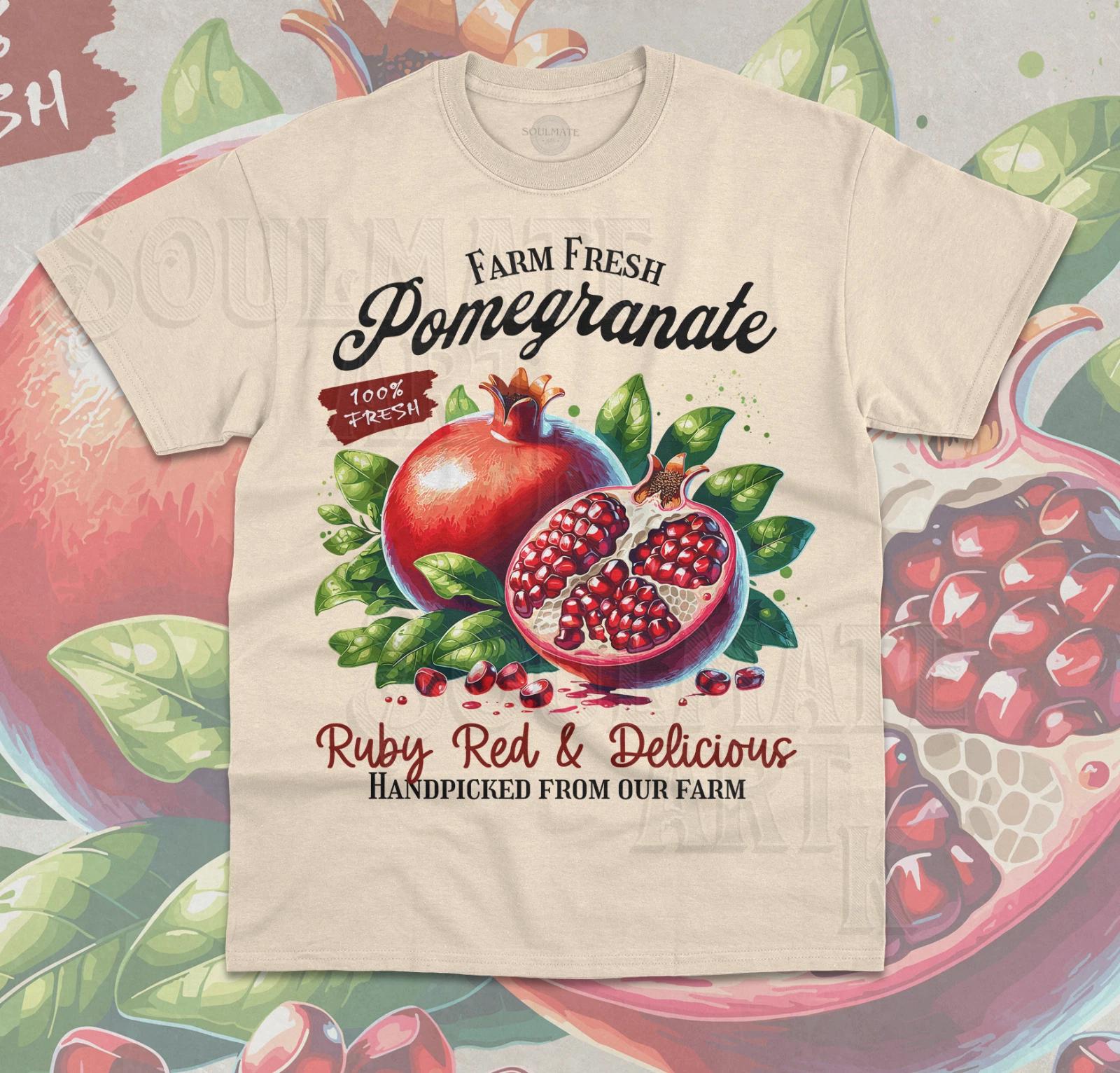 Retro Pomegranate T- Shirt Funny Fruit Cute Meme Fresh Farming Unisex  Shirt M