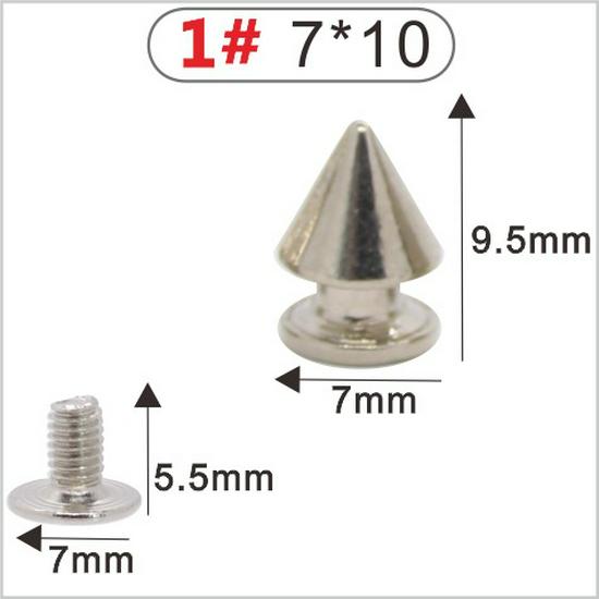 Punk Spike Alloy Bullet Rivet Horn Cone with Base Screw for Apparel, Bags, Shoes