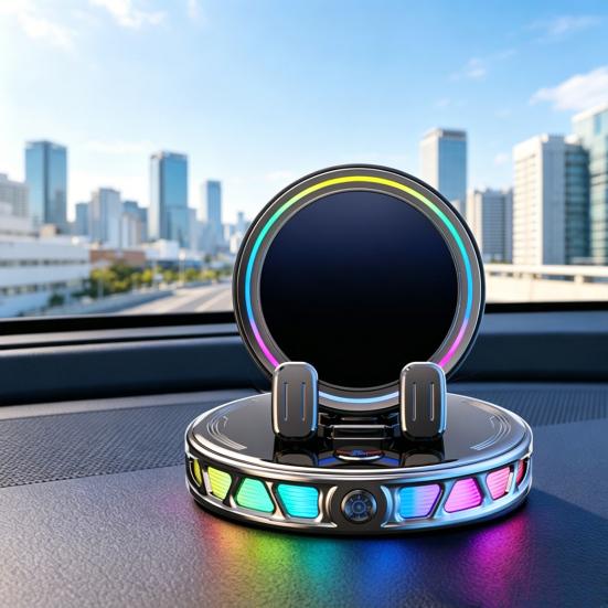 Supporto per Telefono da Auto con Ricarica Wireless e Luce Ambientale RGB Caricabatterie Magnetico per Telefono da 15W Supporto di Ricarica per Cellulare Ventosa a Vuoto Accessori per Auto