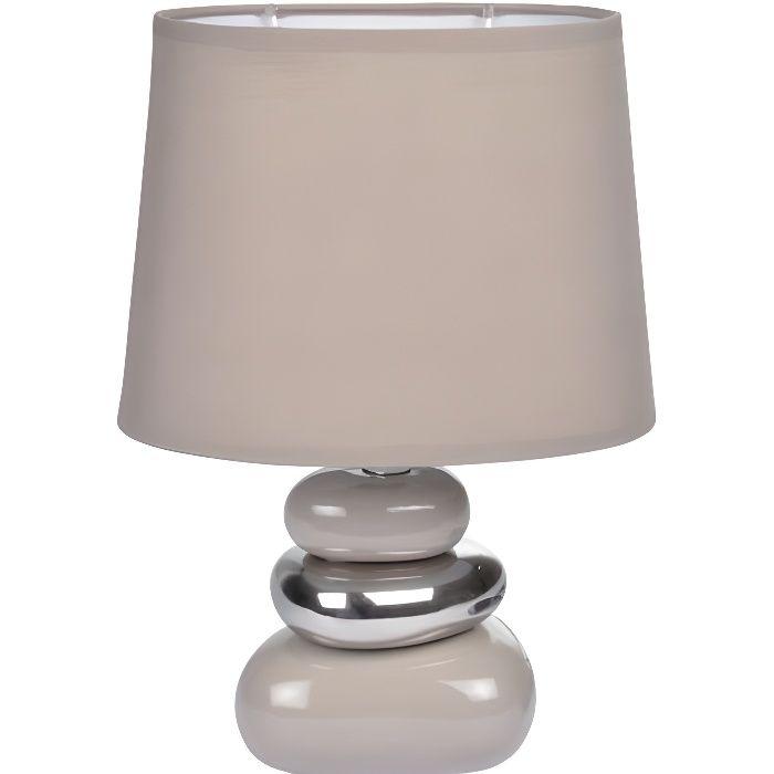 Lampe - 3 Galets - Taupe - Céramique - E14 - 30 Cm