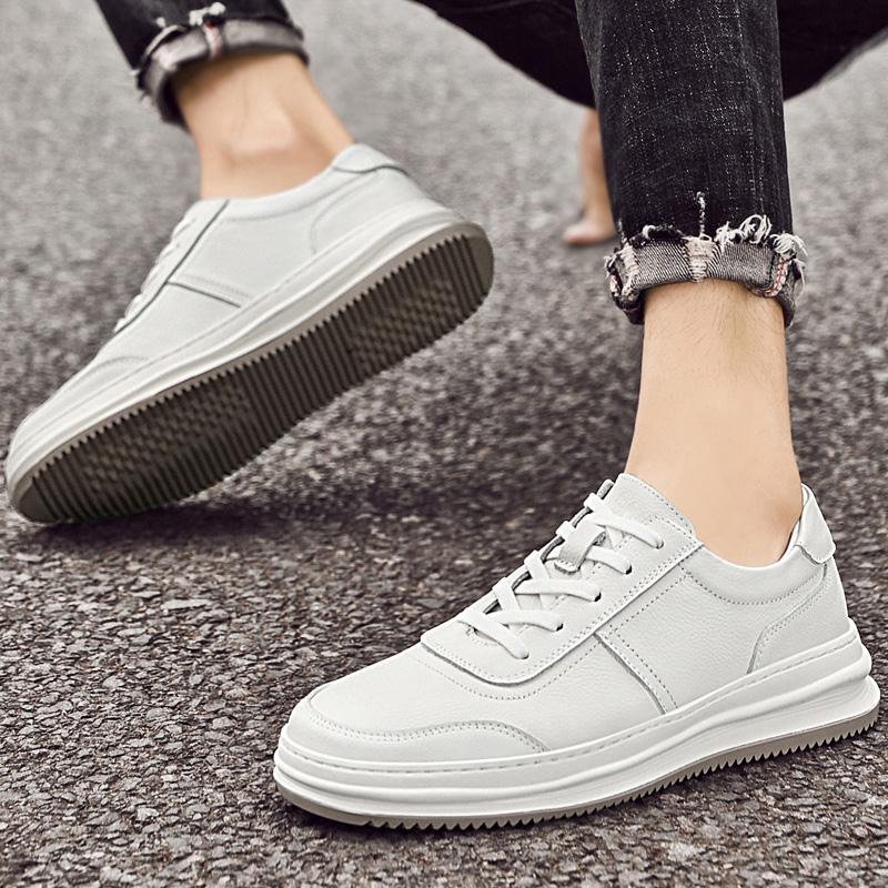 Fashion Vintage Men Casual Footwear New Genuine Leather Shoes Men Handmade Lace-Up Skate Shoes Men Fashion Flat Minimalist Walking Shoes