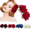 Festival Bridal Flower Hair Comb Red Rose Hairpin Bridesmaid Hair Jewelry Wedding Accessories