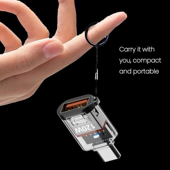 Typ-C Stecker auf USB A Buchse Adapter 120W USB 3.2 Gen2 Adapter Beidseitig 10Gbps Datenübertragung Adapter mit transparentem Gehäuse