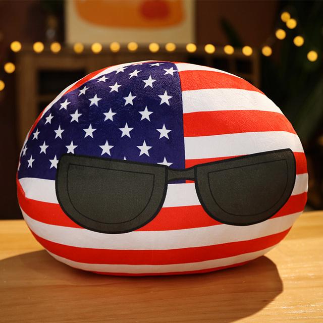 Cartoon Polandball Country Ball Toy Plush Pendant Plush Doll National Flag Ball USSR USA FRANCE RUSSIA UK JAPAN GERMANY ITALY