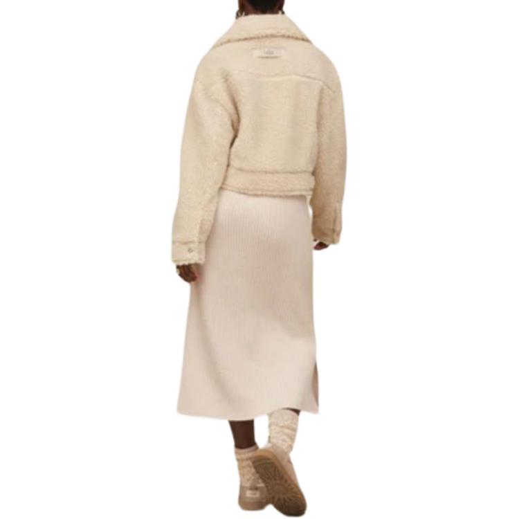 UGG Collar Single-Breasted Long Sleeve Short Plush Jacket Women Jackets 1171459-NLI