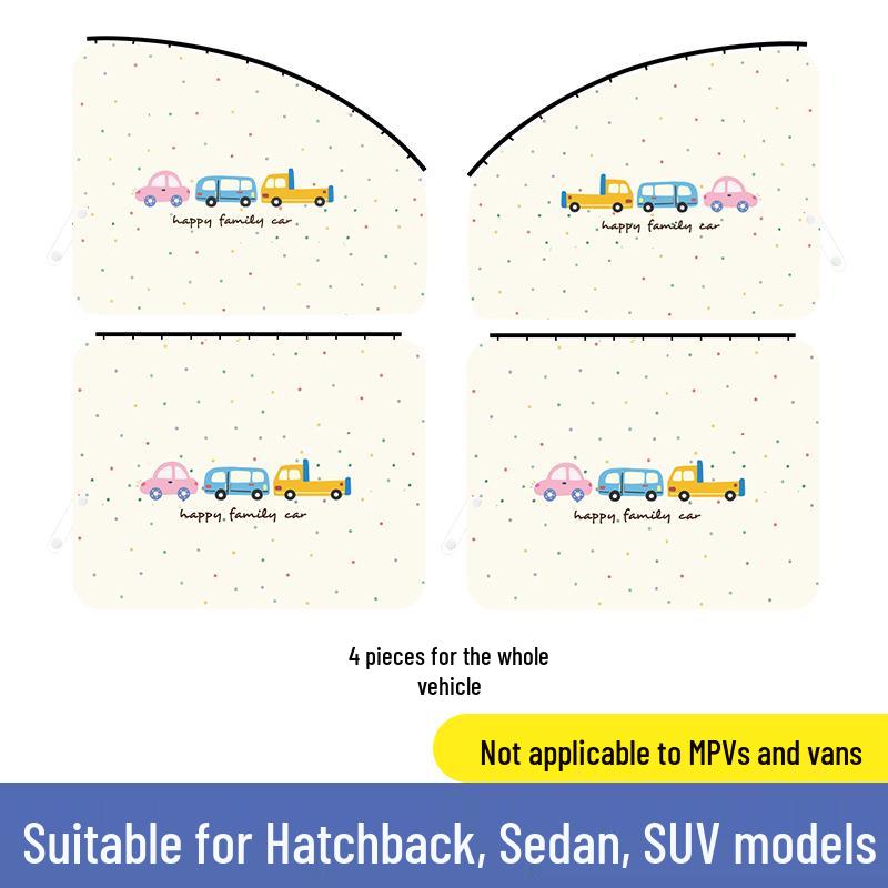 Cortina de Sol de Desenho Animado para Carro para Bebê - Isolamento Térmico e Privacidade