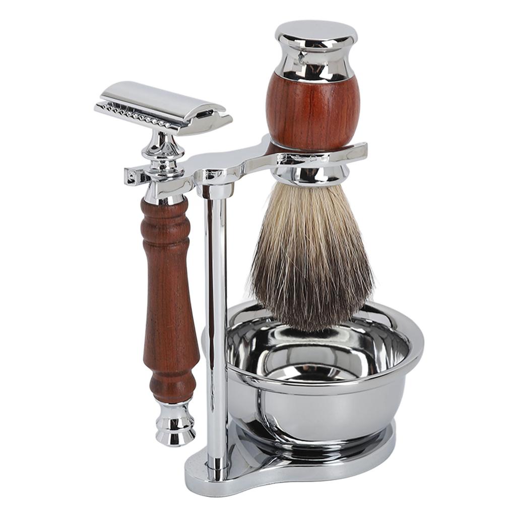 Zestaw do golenia: pędzel, miseczka na mydło, stojak, ręczny zestaw do golenia ze stopu do pielęgnacji brody, prezent dla mężczyzn