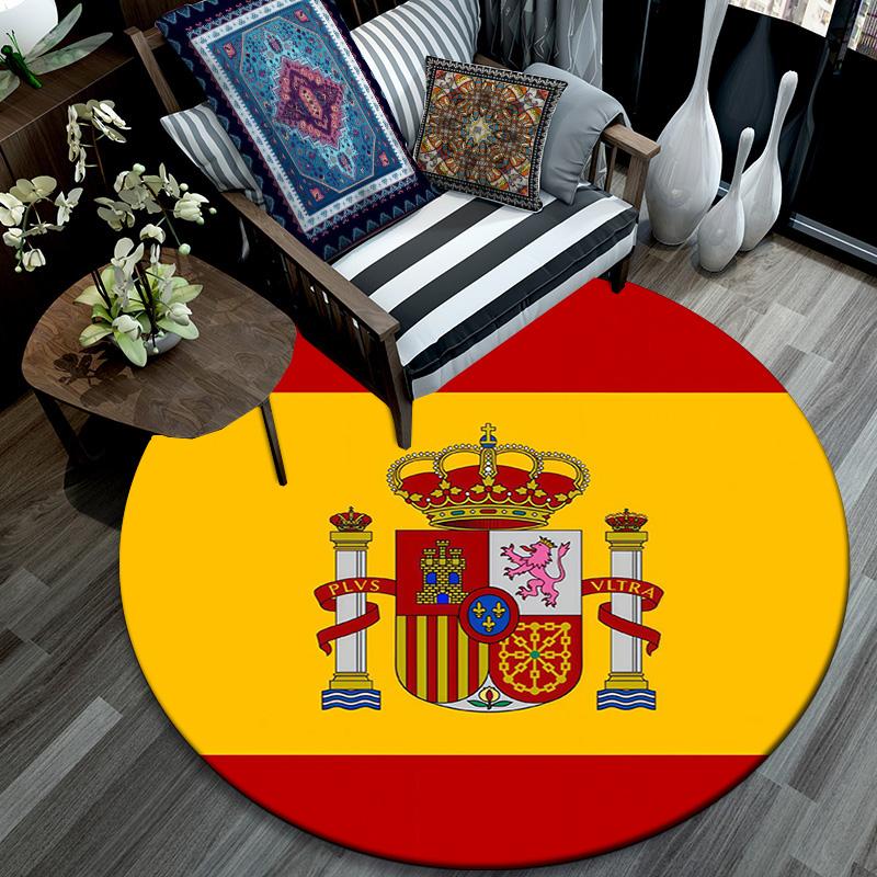 Spain National Football Team2 Round Area Rug,Carpet Rug for Living Room Bedroom Sofa Playroom Decor,Non-slip Floor Mat