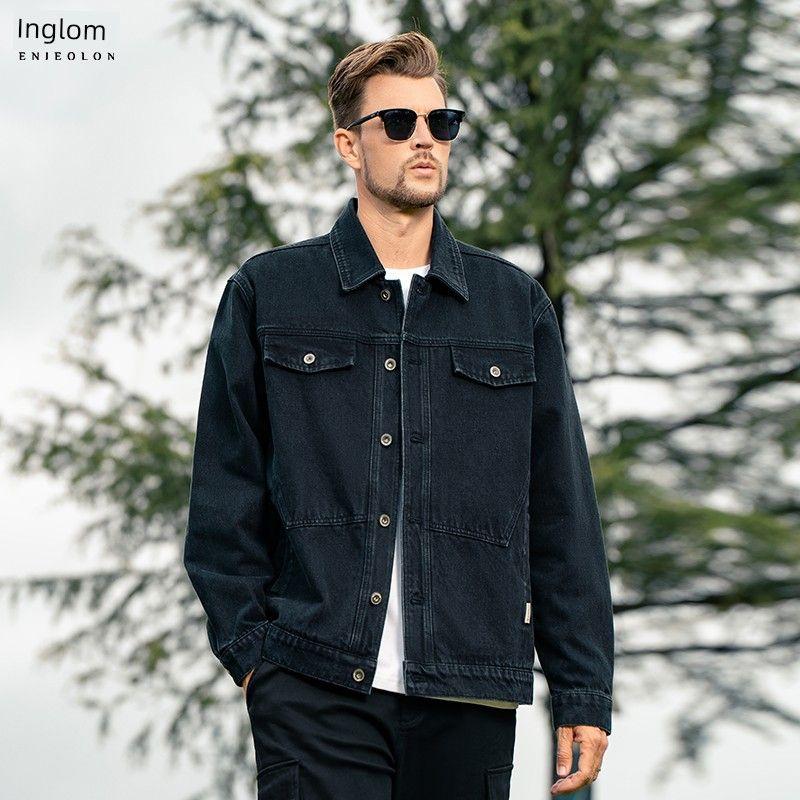 Yingjuelun Autumn and Winter Vintage Washed Distressed Lapel Denim Jacket Men's American High Street Workwear Denim Jacket Trendy