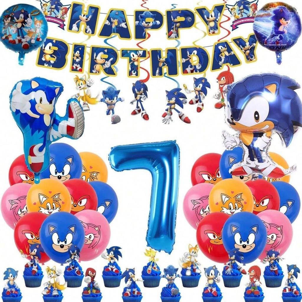 Sonic the Hedgehog-Themed Aluminum Foil Digital Balloon Set—Children's Birthday Party Banner and Decorations
