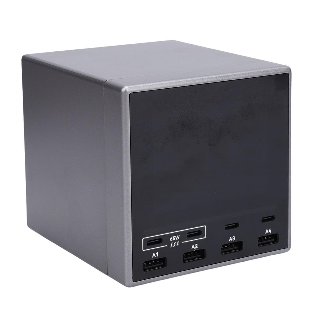 80W USB A Charging Station 4 Port USB C PD Fast Charging Station Color Digital Display Support PD3.1 PD3.0 QC3.0 for Laptops