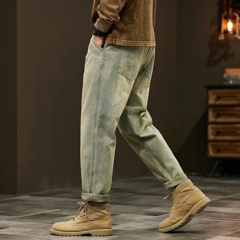 Men's Cotton Jeans High Quality Loose Harem Pants Fashion Baggy Casual Outdoor Work Denim Pants Brand Men's Clothing